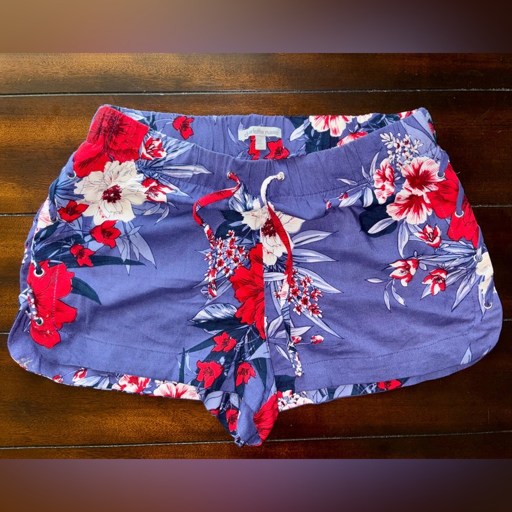 Charlotte Russe Floral Two-Piece Set in Blueish Purple and Red - Picture 3 of 4